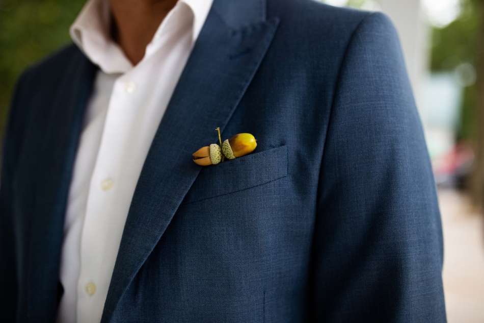 acorns in a suitjacket pocket