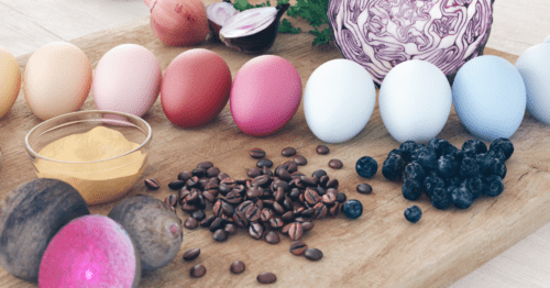 easter eggs dyed with food