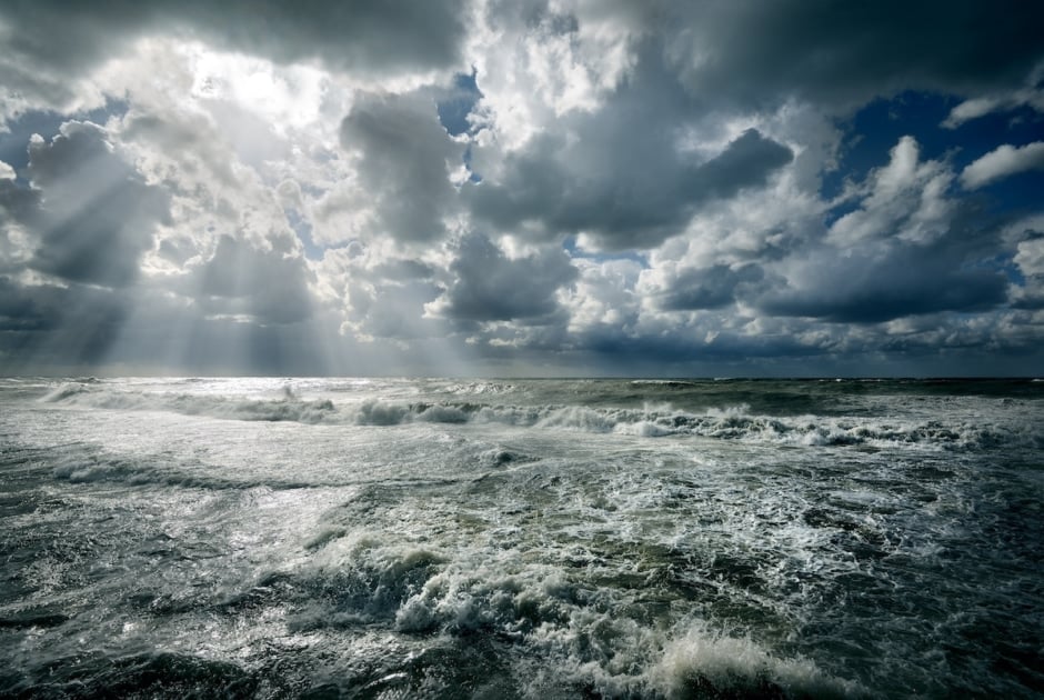 Stormy weather over ocean.