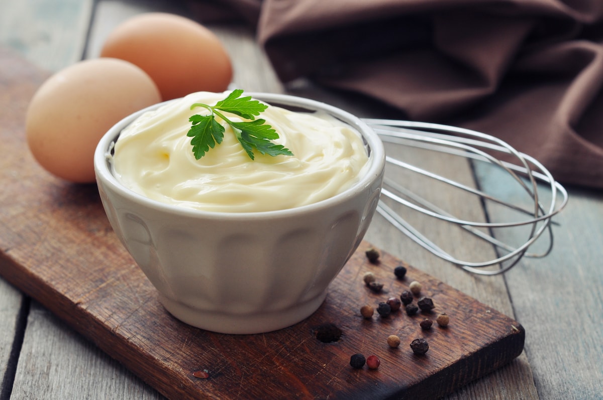 Jar of homemade mayonnaise