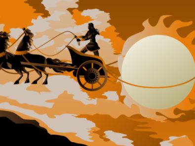 Phaeton driving his father Hellos sun chariot across the sky.