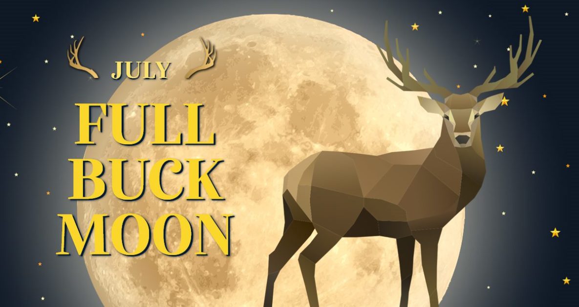 An illustration of July's full Buck Moon.