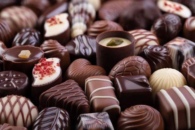 chocolate candy on display.