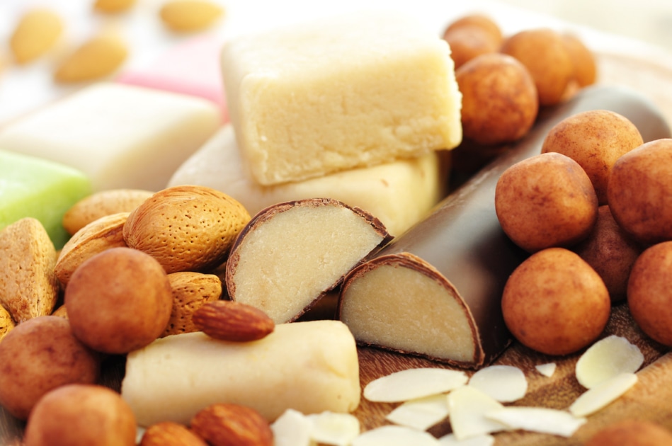 Marzipan with nuts.
