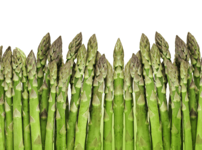 asparagus stalks on white background