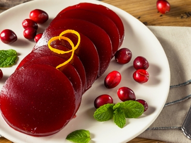 Jellied cranberry sauce from a can.