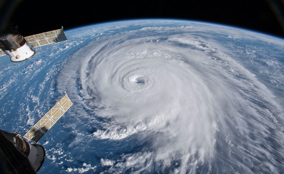 Satellite view of Hurricane Florence over the Atlantic Ocean.