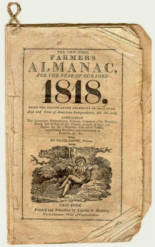 An old copy of the first edition of the Farmers' Almanac, from 1818.