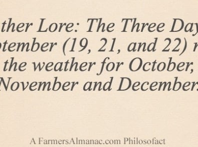 Weather Lore: The Three Days of September (19, 21, and 22) rule the weather for October, November and December. featured image