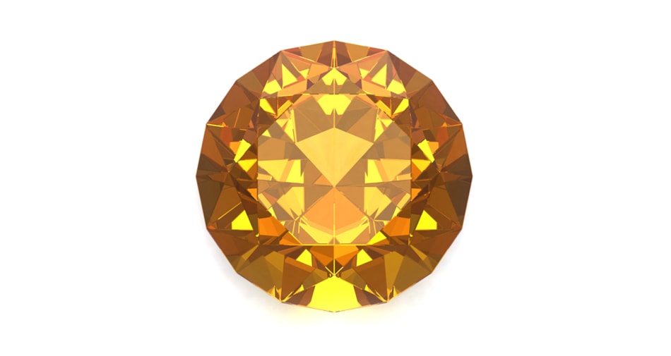 A Topaz birthstone symbolizing the month of November against a white background.