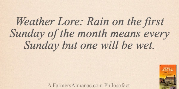 Weather Lore: Rain on the first Sunday of the month means every Sunday but one will be wet.image preview