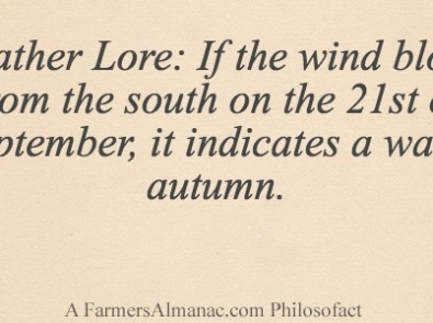 Weather Lore: If the wind blows from the south on the 21st of September, it indicates a warm autumn. featured image