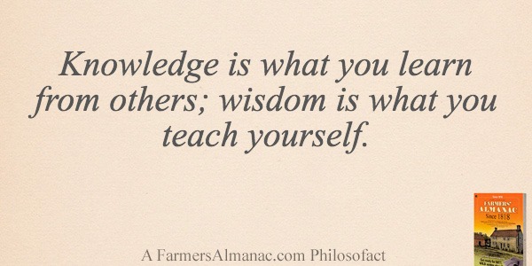 Knowledge is what you learn from others; wisdom is what you teach yourself.image preview