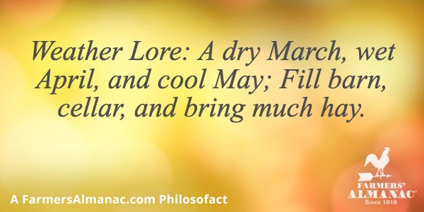 Weather Lore: A dry March, wet April, and cool May; Fill barn, cellar, and bring much hay.image preview