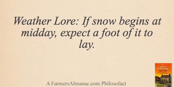 Weather Lore: If snow begins at midday, expect a foot of it to lay.image preview