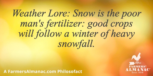 Weather Lore: Snow is the poor man’s fertilizer: good crops will follow a winter of heavy snowfall.image preview