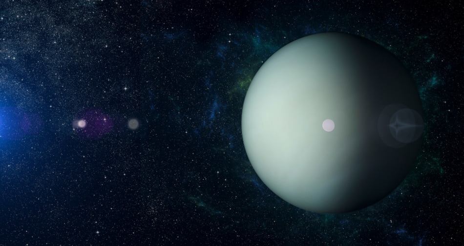 3D Rendering of the planet Uranus depicting day and night.