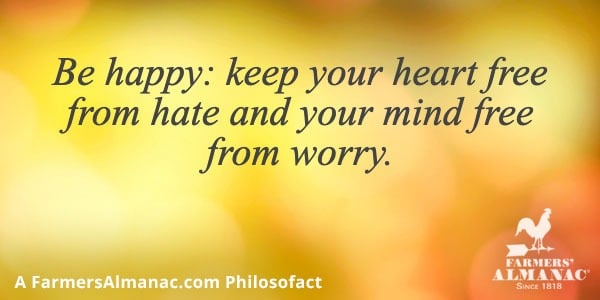 Be happy: keep your heart free from hate and your mind free from worry.image preview