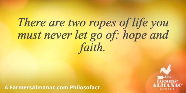 There are two ropes of life you must never let go of: hope and faith.image preview