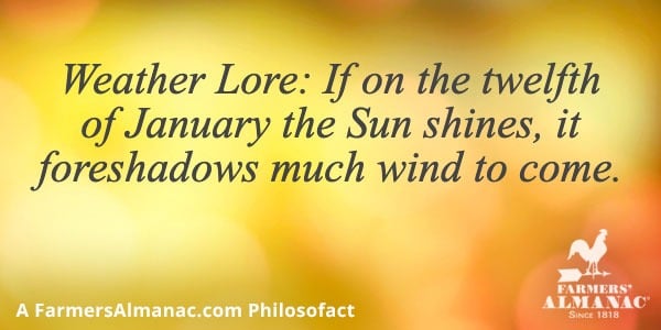 Weather Lore: If on the twelfth of January the Sun shines, it foreshadows much wind to come.image preview