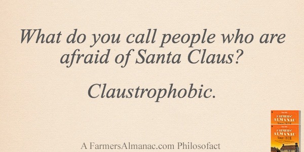 What do you call people who are afraid of Santa Claus? Claustrophobic.image preview