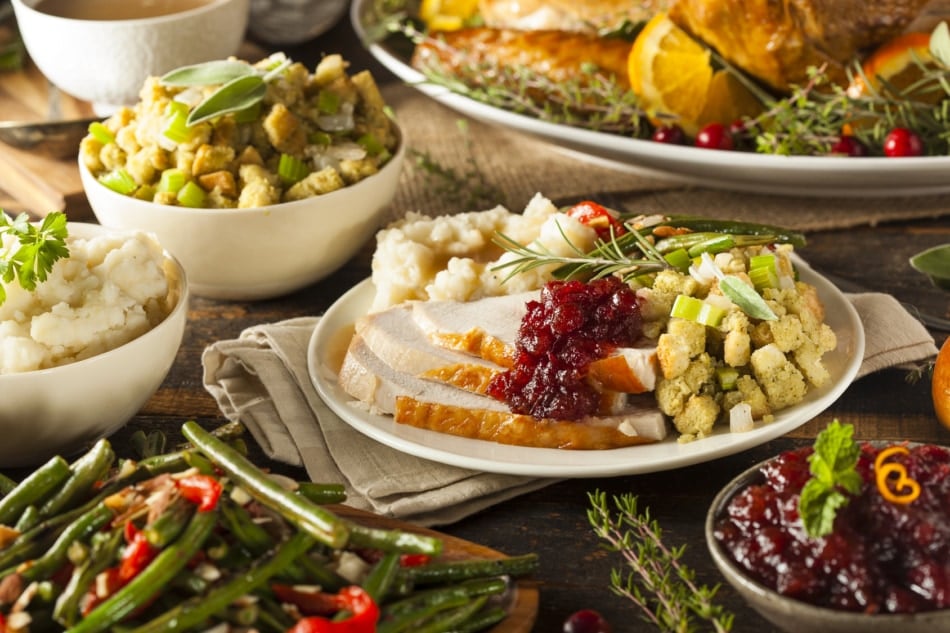 Homemade Thanksgiving Turkey on a Plate with Stuffing and Potatoes