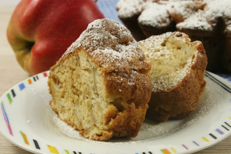 Slice of delicious fresh baked homemade Apple cake.