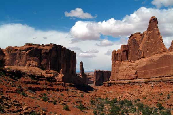 Majestic canyons and formations at the Arches National Park in Utah.