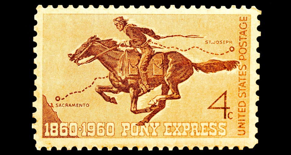 Pony Express - Patee House Museum And Jesse James Homes postage stamp