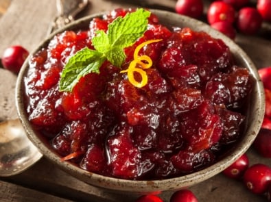 Homemade cranberry sauce.