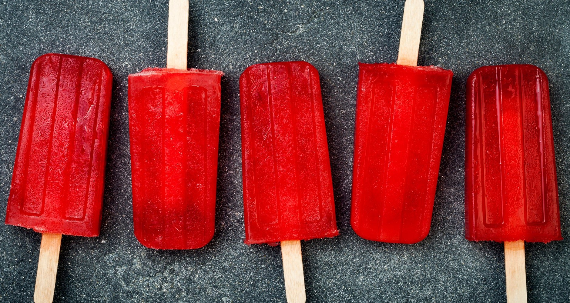 red Ice pops laid out in a row