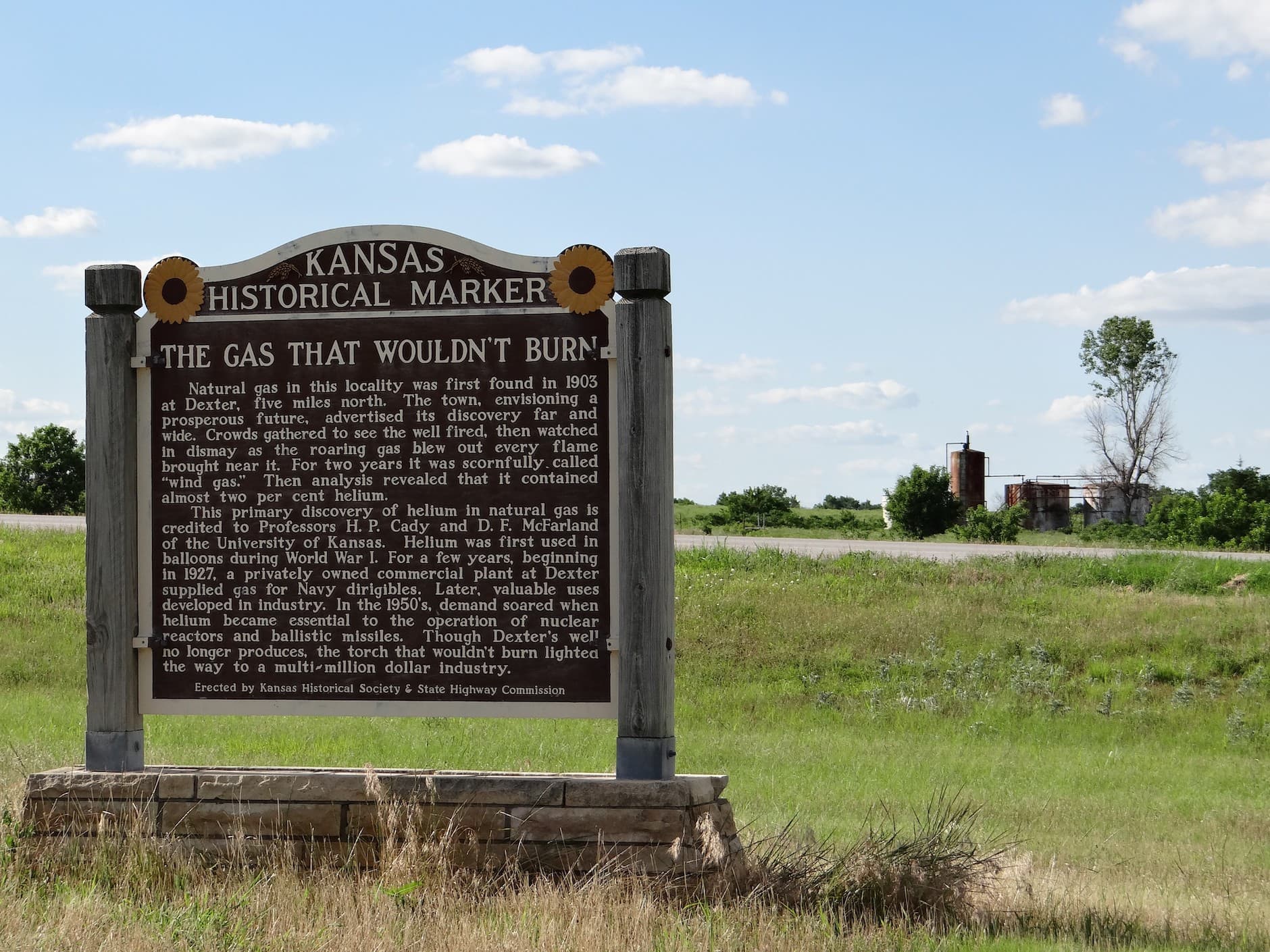 Kansas Historical Marker for Helium