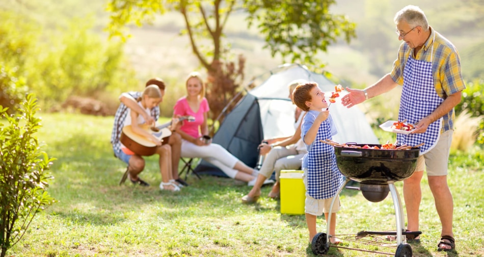 Family camping out over Labor Day.