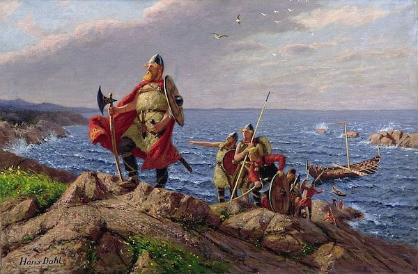 Viking Leif Erikson on the shores of America.