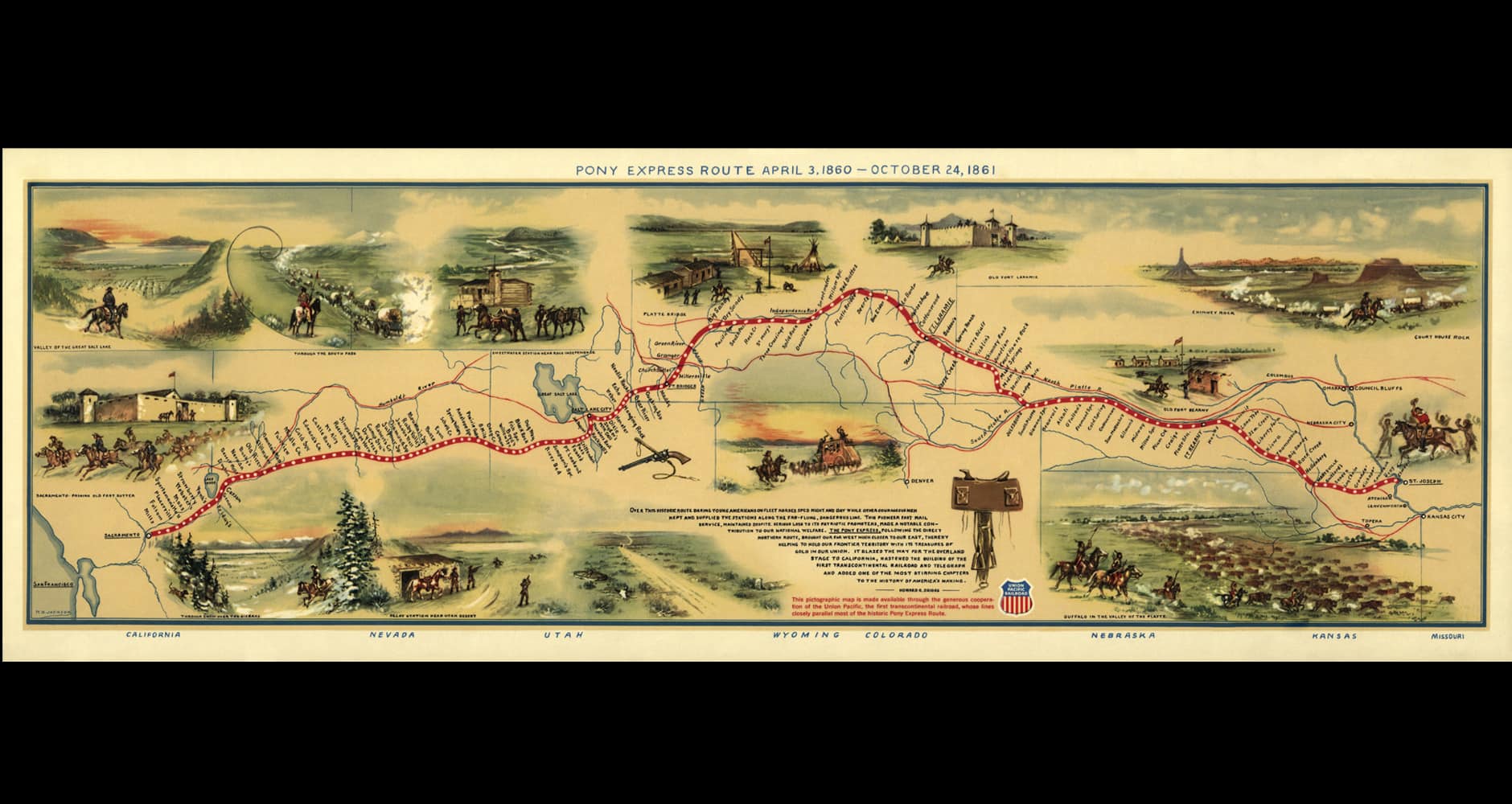 Pony express route map