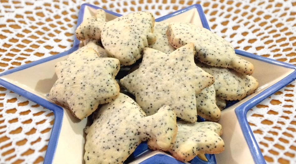 Star Shaped Poppy Seed Cookies, also known as Mohn Kichlach.