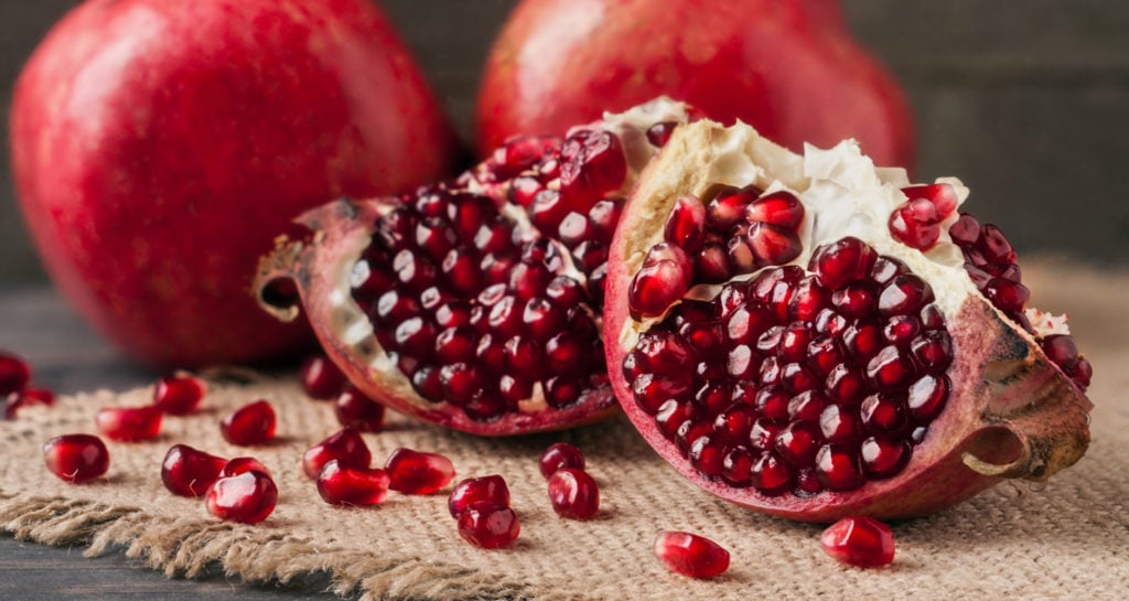 A winter superfood: pomegranate sliced in half