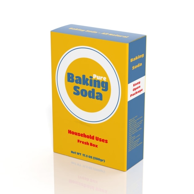 3D Baking Soda paper package isolated on white background.