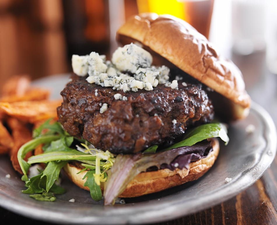 Gourmet Blue Cheeseburger - a favorite with bleu cheese lovers.