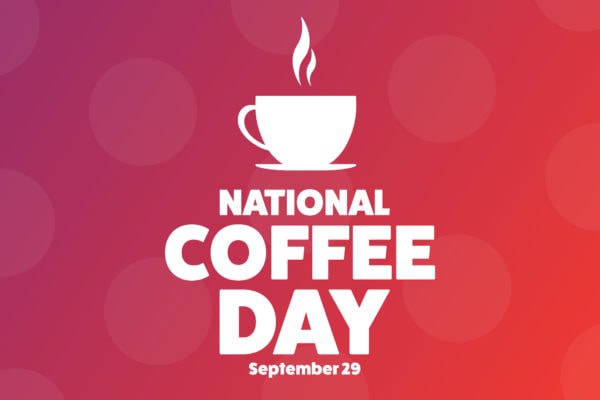 National Coffee Day. September 29. Holiday concept. Template for background, banner, card, poster with text inscription. Vector EPS10 illustration.