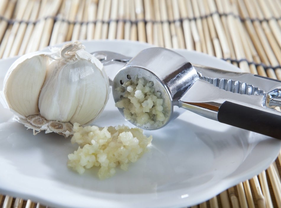 A plate of garlic shows one way how to get rid of groundhogs.
