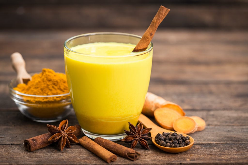 golden milk latte with spices and turmeric