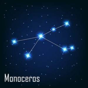 The constellation " Monoceros" star in the night sky. Vector ill