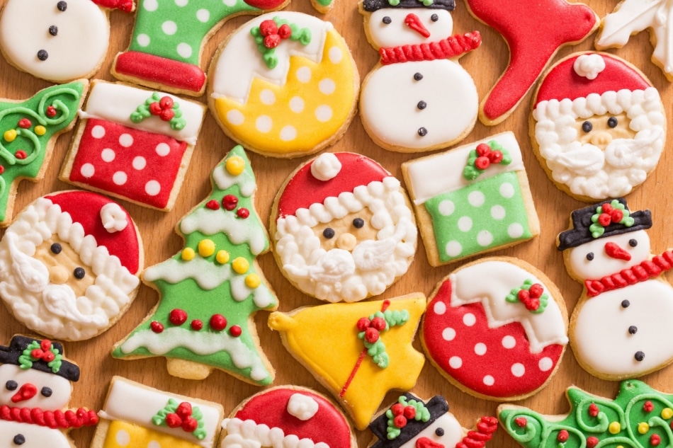 Assorted Christmas cookies on a table.