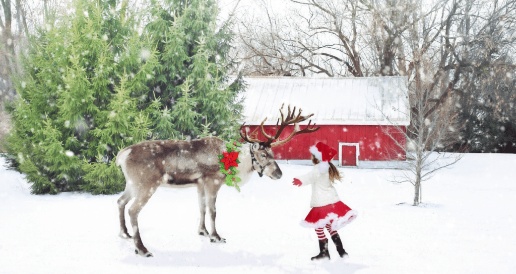 Christmas reindeer and ice skater 