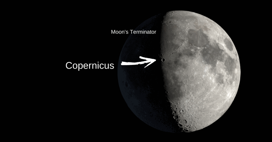 View of the Moon with the terminator and copernicus crater