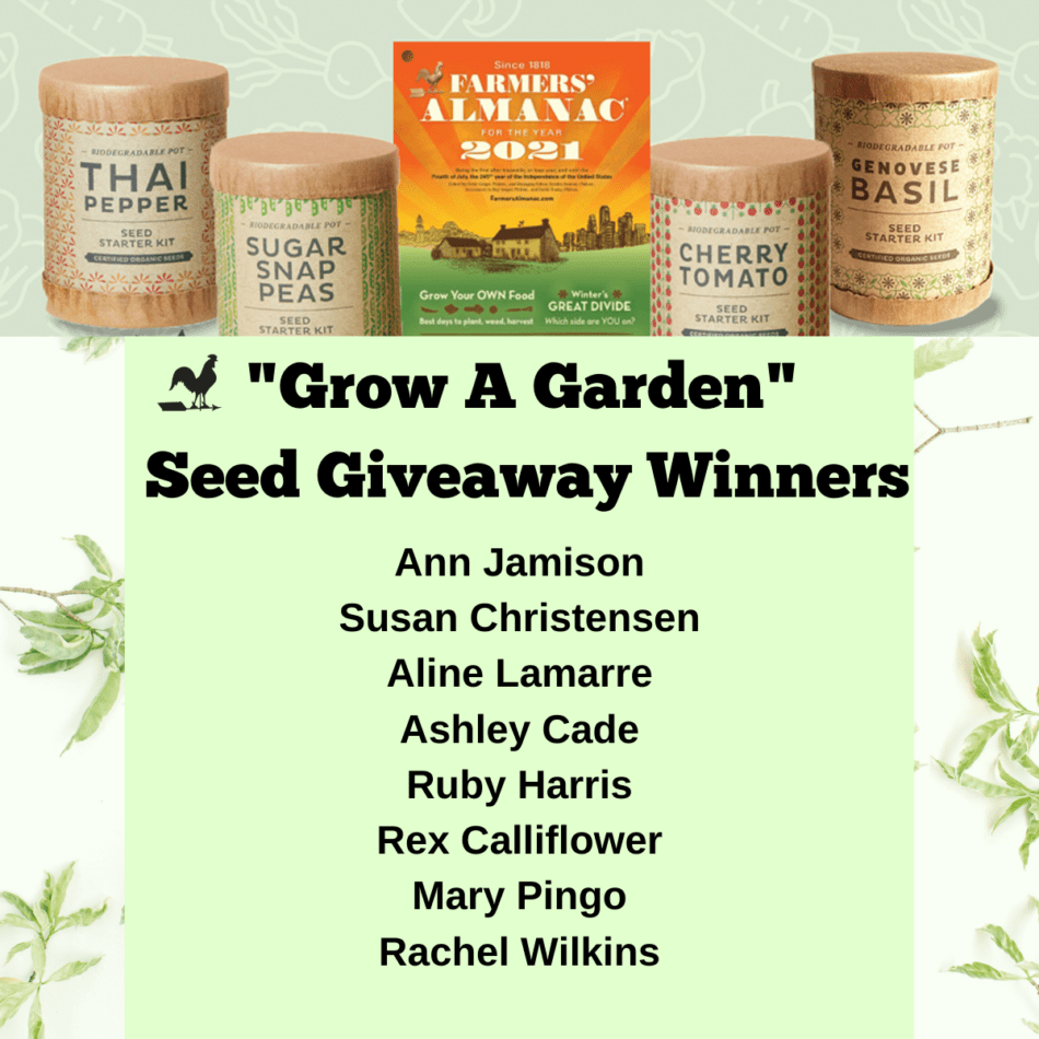 Grow a Garden Giveaway List of Winners