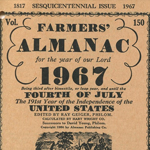 Cover of the 1967 edition of Farmers' Almanac.
