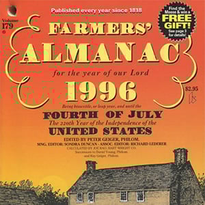 Cover of the 1996 edition of Farmers' Almanac.