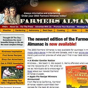 The first iteration of the Farmers' Almanac website in 1997.